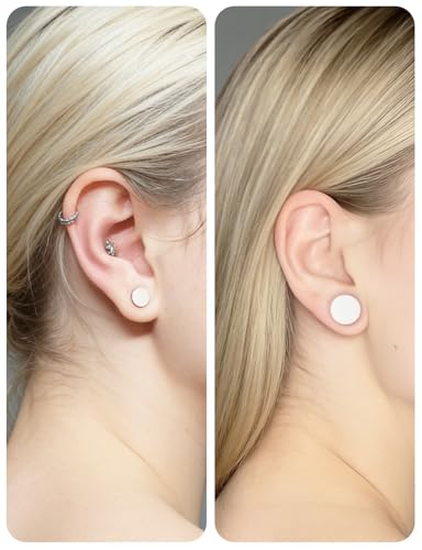 14G 12G 10G 8G 6G 4G 2G 0G 00G Ears Gauges Tunnels Plugs for Women Acrylic Flat Top Plugs with O-rings Ear Gauge Stretching Kit Expander Stretcher Plug Earrings for Piercing Jewelry - color: 10g to 1", white