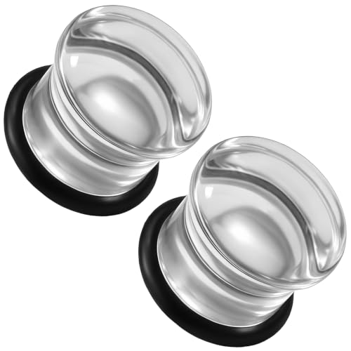 8G-12mm Solid Ear Plugs Tunnels for Women Men Single Flared Ears Gauge Plugs with O-Ring Stretcher Expander Piercing Body Jewelry Black White Clear Opalite 1 Pairs - color: Clear, size: 00 Gauge(10mm) = 3/8 inch