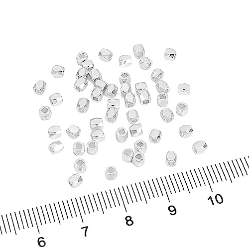Silver Plated Faceted Spacer Beads 2.5x2.5mm 50pcs for Jewelry Making Findings Non Tarnish - color: Silver, size: 2.5x2.5mm Faceted