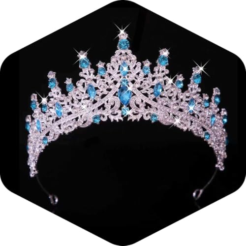 Tiaras and Crowns for Women Crystal Princess Tiaras Rhinestone Queen Crowns For Wedding Bridal Birthday Prom Pageant Party (Tiara 100) - color: Silver Blue