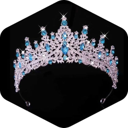 Tiaras and Crowns for Women Crystal Princess Tiaras Rhinestone Queen Crowns For Wedding Bridal Birthday Prom Pageant Party (Tiara 100) - color: Silver Blue