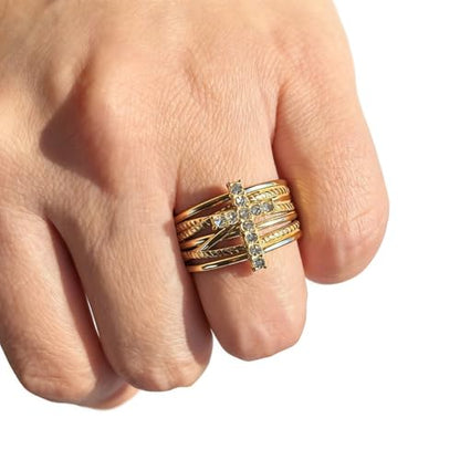 Cross Rings For Women, Faith Christian Blessed Hope Love Encouragement Pray Ring Adjustable Open Wrap Thumb Cross Inspirational Ring Dainty 14k gold Jewelry Easter Gift Non Tarnish - color: Gold 2