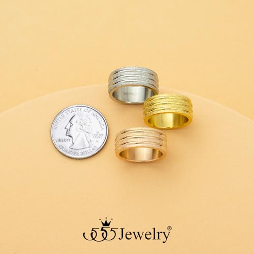 555Jewelry 4mm Sandblast Stainless Steel CZ Wedding Band Ring for Women & Men - color: Rose Gold Style 4