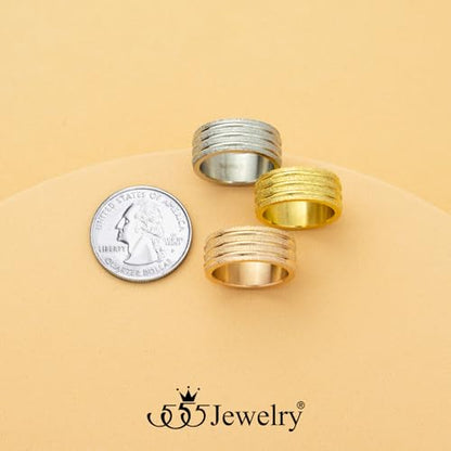 555Jewelry 4mm Sandblast Stainless Steel CZ Wedding Band Ring for Women & Men - color: Rose Gold Style 4