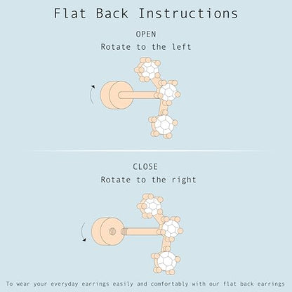 3 Pairs Dainty Small Earrings Set for Women Trendy, Birthstone Stud Huggie Hoop Jacket Stack for Cartilage Helix, Gold Plated Hypoallergenic Cute Women Fashion Accessories Western Jewelry Gifts - color: Flatback (Gold)