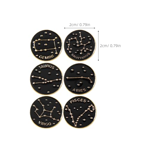 PRETYZOOM 12 Pcs Zodiac Enamel Pin Set Brooches Jewelry Alloy Lapel Pins for Backpacks Shirts Hats Accessories