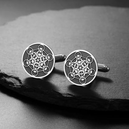 Cufflinks for Men Delicate Stainless Steel Wedding Business Cufflinks Gifts for Groom Husband French Shirt Accessories - style: Geometric-Silver