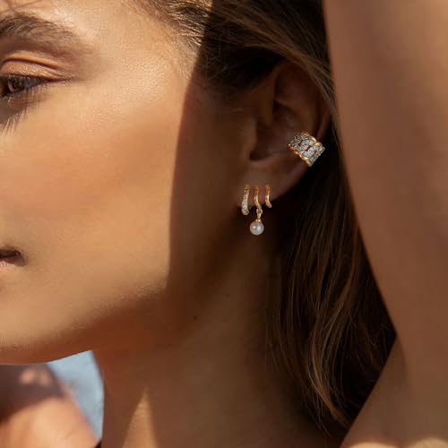 Gold Ear Cuff Earring for Women 14K Gold Plated Cubic Zirconia Non-Pierced Clip on Cartilage Chunky Ear Cuffs Hypoallergenic Jewelry - style: twist