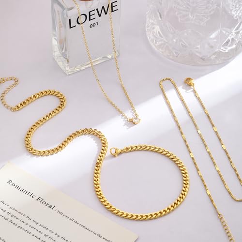 Coshilta Layered Gold Necklaces for Women, 14K Plated Gold Sterling Silver Plated Dainty Pendant Necklace Set with Cubic Zirconia,Stackable Chain Choker,Trendy Personalized Jewelry Gift Non Tarnish - style: C-N0548-CZ