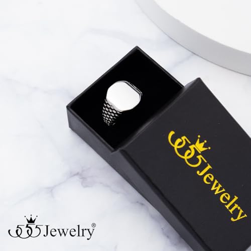555Jewelry Stainless Steel Solid Plain High Polish Round Signet Ring for Men - color: Square Silver