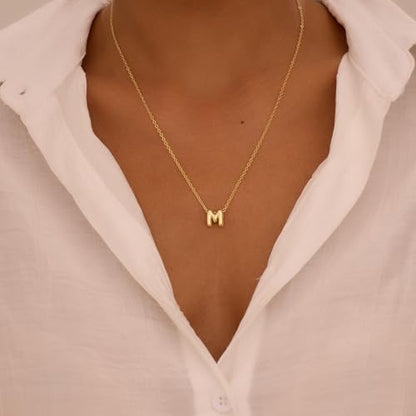 Initial Necklaces for Women Bubble Gold Silver Letter Necklace Dainty Personalized Charm Pendant Name Necklace Cute Non Tarnish Fashion Accessories Teen Gift Trendy Stuff Jewelry Gifts - color: Gold, style: M