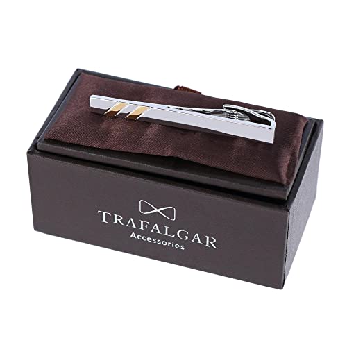 Trafalgar Men's Rhodium and Gold Detailed Tie Bar