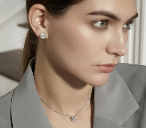 Gold Plated Geometric Style Sparkly Dainty Rectangle Teardrop Shaped AAAAA Australia Crystal with Cubic Zirconia Y Necklace Fashion Jewelry for Women & Teen Girls - color: Round Earrings White Gold