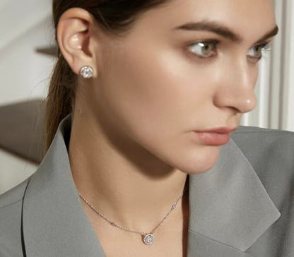 Gold Plated Geometric Style Sparkly Dainty Rectangle Teardrop Shaped AAAAA Australia Crystal with Cubic Zirconia Y Necklace Fashion Jewelry for Women & Teen Girls - color: Round Earrings White Gold