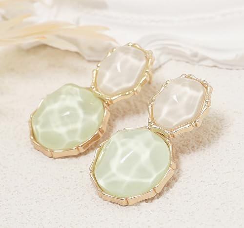 Resin Earrings for Women Acrylic Water Ripple Earring Boho Dangle Drop Earring - color: Light Green