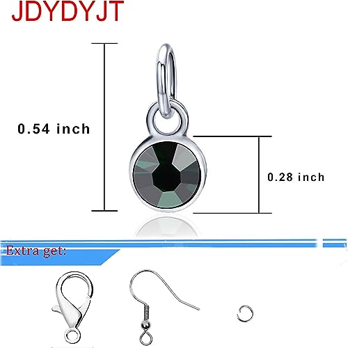 May Birthstone Charms for Bracelet Necklace Jewelry Making Silver DIY Crystal for Women 6mm