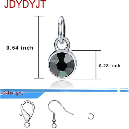 May Birthstone Charms for Bracelet Necklace Jewelry Making Silver DIY Crystal for Women 6mm