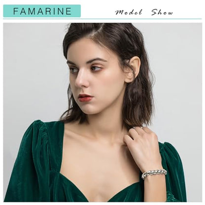 FAMARINE Gold Silver Chunky Bangle Bracelet for Women Men - style: Style B silver
