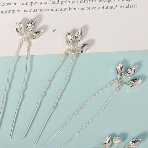 9 Pieces Hair Accessories Bride Hair Pins Rhinestone Bridal Hairpiece for Women Crystal Jewelry for Bridesmaids Flower - color: A Silver