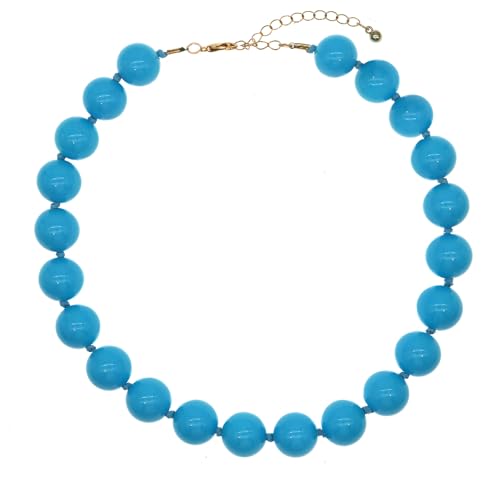 JNF Chunky Beaded Necklaces Women Large Big Ball Bead Choker Necklace Bold Statement Beads jewelry Gift - color: bright blue beads