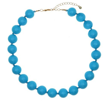 JNF Chunky Beaded Necklaces Women Large Big Ball Bead Choker Necklace Bold Statement Beads jewelry Gift - color: bright blue beads