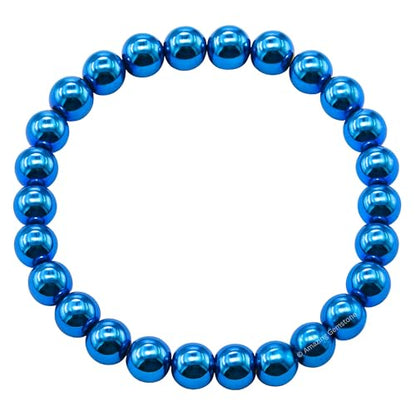 Amazing Gemstone Blue Hematite Crystal Bracelet for Women Men's Gifts - Protection Healing Crystal Bracelet - 8mm Gemstone Beaded Stretchable Bracelet Pulseras Para Hombres Mujer Stocking Stuffers Mothers Day Gift - color: Blue Hematite