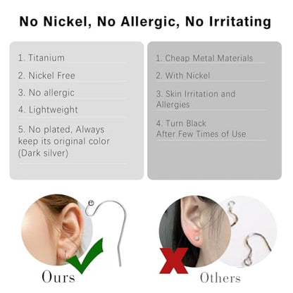 12pcs 20G Pure Titanium Earrings Hooks Ball Dot Ear Wires Hypoallergenic DIY Earrings Findings for Jewelry Making - color: 12pcs Ball dot hooks, size: 12PCS