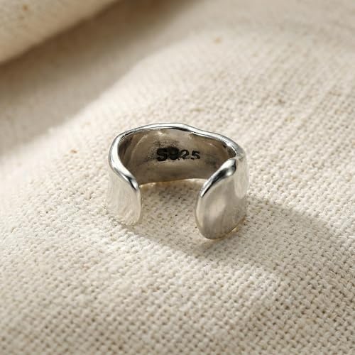 925 Sterling Silver Ear Cuff, Handmade Single Band Adjustable Non Piercing Clip On Cartilage Earring, Minimalist Ear Wrap Faux Piercing Jewelry for Women - style: A-Symmetrical Band