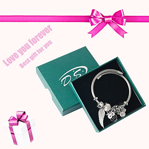 DS Charm Bracelets for girls,exquisite cute cartoon friendship bracelets Silver Stainless Steel Bangle with birthday Gift box, Adjustable girls jewelry Suitable for holiday gifts - style: Silver-owl