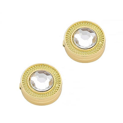 Mens Button Covers Tuxedo Shirt Cufflinks Alternative | Fake cufflinks and alternative fashion jewelry accessories for mens formal business dress shirts suits and groomsmen - color: H Golden white