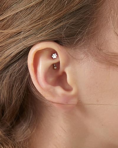 Cute G23 Titanium Paw Print Rook Earrings for Women Men-6mm, 8mm 16g Rook Piercing Jewelry Puppy Surgical Steel Eyebrow Rings Internally Threaded Dainty Eyebrow Barbells - color: 8mm
