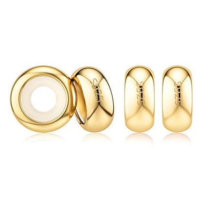 DALARAN Stopper Beads for Bracelets 925 Sterling Silver Clip Spacer Charm Bracelet Stoppers - style: 4Pcs Gold Charm Stoppers