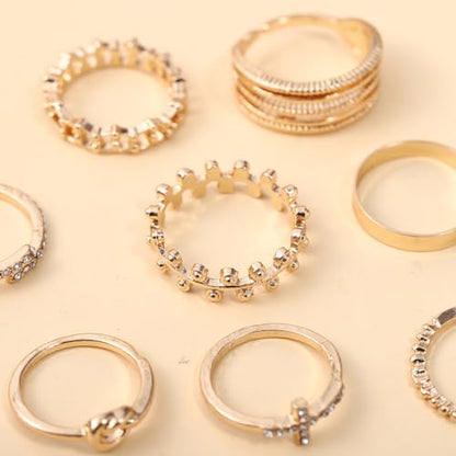 42-Piece Gold Tone Stackable Ring Set for Women, Boho Minimalist Stacking Rings with Crystal & Heart Accents, Adjustable Open Band Jewelry for Daily Wear - style: TZJ-003350-01