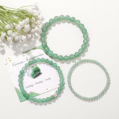 Raicegs 4 6 8MM Beaded Bracelets Healing Crystal Bracelet for Women Men Natural Stone Handmade Stretch Bracelet Reiki Spiritual Jewelry - color: Aventurin, size: 4mm