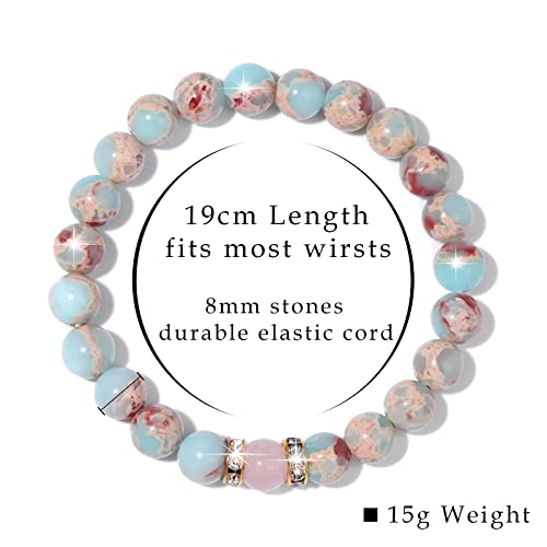 Healing Bracelet For Women Anxiety Beaded Bracelets Jewelry Healing Stone Crystal Bracelet Stress Relief Yoga Beads Chakra Bracelets Gifts For Women pink - color: african Opal