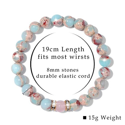 Healing Bracelet For Women Anxiety Beaded Bracelets Jewelry Healing Stone Crystal Bracelet Stress Relief Yoga Beads Chakra Bracelets Gifts For Women pink - color: african Opal