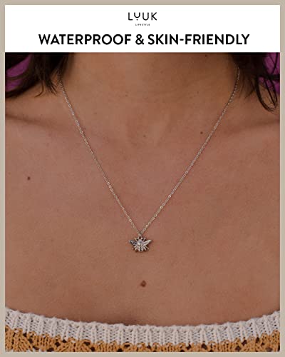 LUUK LIFESTYLE Stainless steel necklace with pendant and HAPPINESS card, 20” adjustable length, lucky charm, friendship chain, Valentine's Day gift, birthday, women's jewelry, silver, gold, rosegold - color: Silver, size: Bee