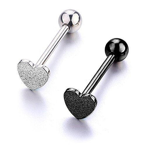 14G Stainless Steel Tongue Rings Straight Barbells Heart Shape Rose Shape Tongue Piercing Jewelry - color: Pack 3