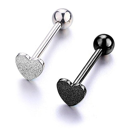 14G Stainless Steel Tongue Rings Straight Barbells Heart Shape Rose Shape Tongue Piercing Jewelry - color: Pack 3