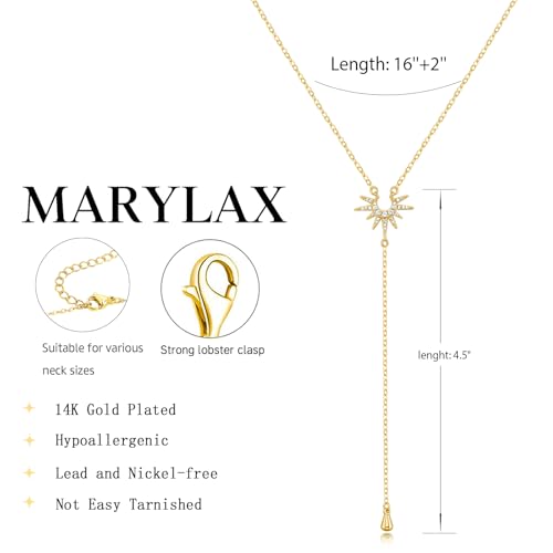 Lariat Gold Necklace for Women, 14K Gold Plated Dainty Drop Y Necklace, Waterproof Non Tarnish Long Layered Beaded Chain Lariat Necklace Prom Jewelry Summer Vacation Gift for Her - color: Gold-3