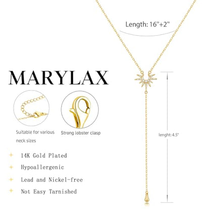 Lariat Gold Necklace for Women, 14K Gold Plated Dainty Drop Y Necklace, Waterproof Non Tarnish Long Layered Beaded Chain Lariat Necklace Prom Jewelry Summer Vacation Gift for Her - color: Gold-3