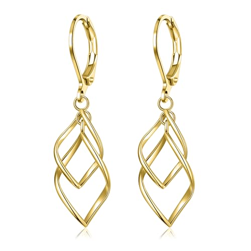 Leverback Earrings Dangle Earrings for Women Dangly Earrings Anniversary Birthday Gifts for Women - style: Double Linear-Gold