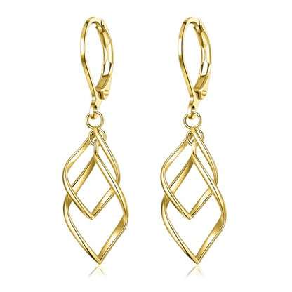 Leverback Earrings Dangle Earrings for Women Dangly Earrings Anniversary Birthday Gifts for Women - style: Double Linear-Gold