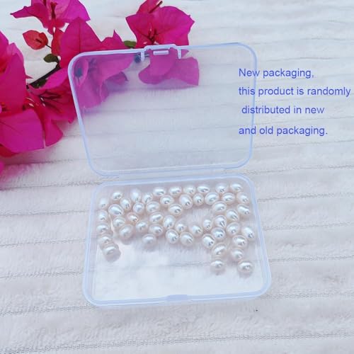 50 Pcs Natural Pearls for Jewelry Making AAA White Natural Freshwater Pearls Beads 9-10mm No-Holes Oval Pearl Beads Jewelry Production, Handicraft Production, for Manza - color: White 9-10mm without holes.