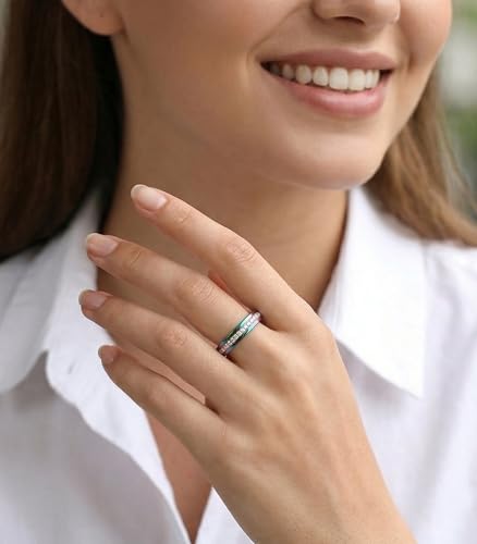 King Ring 3mm Spinner Rings – Premium Stainless Steel Fidget Rings for Women - Designed in USA - color: Multi White