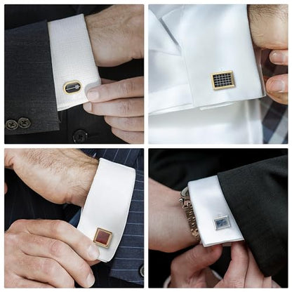 wynameleri Cufflinks Set 6 Pairs for Men, Business Formal Shirts Buttons Cuff Link Packed in Case - color: T0206005