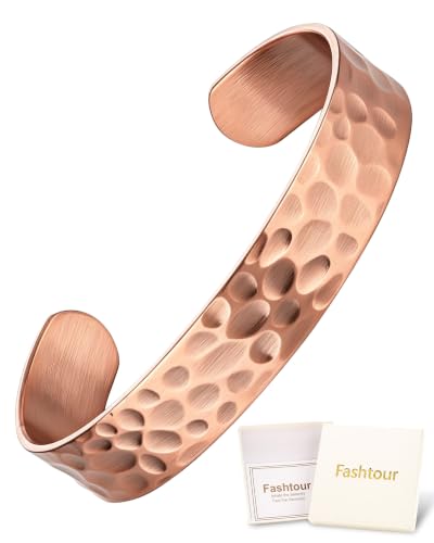 Pure Copper Bracelet – Copper Bracelet for Men & Women – 100% Solid, Raw & Uncoated Handmade Hammered Tibetan Cuff Bangle - color: Wide Design