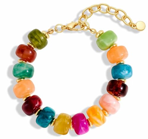 Beaded Bracelets Multicolor Acrylic Resin Beads Bracelet for Women - color: Colorful