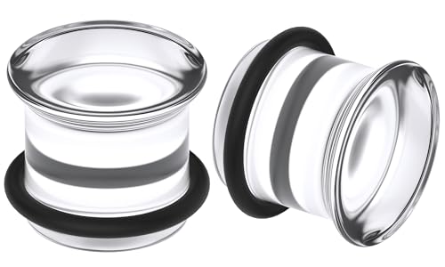 8G-12mm Solid Ear Plugs Tunnels for Women Men Single Flared Ears Gauge Plugs with O-Ring Stretcher Expander Piercing Body Jewelry Black White Clear Opalite 1 Pairs - color: Clear, size: 00 Gauge(10mm) = 3/8 inch