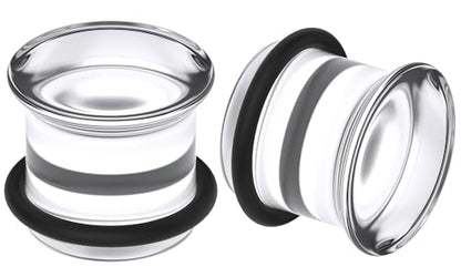 8G-12mm Solid Ear Plugs Tunnels for Women Men Single Flared Ears Gauge Plugs with O-Ring Stretcher Expander Piercing Body Jewelry Black White Clear Opalite 1 Pairs - color: Clear, size: 4 Gauge(5mm) = 3/16 inch